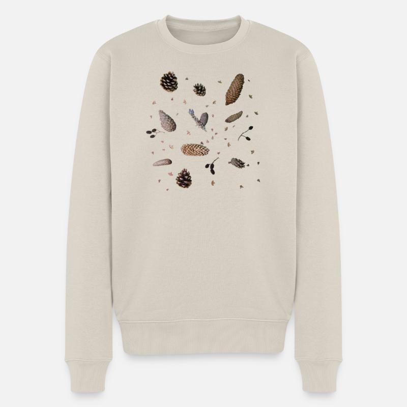Zapfen, Botanik - Männer Premium Bio Pullover - Beige