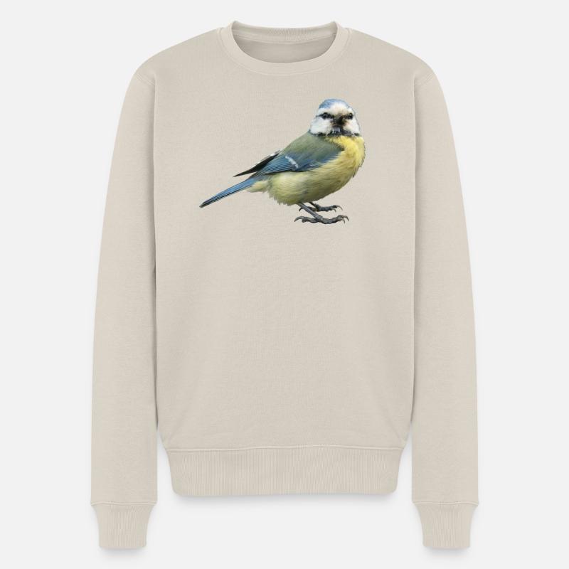 Vogel Blaumeise - Männer Premium Bio Pullover - Beige