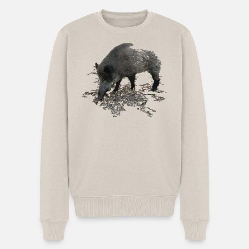 Wildschwein - Männer Premium Bio Pullover - Beige