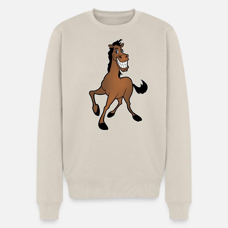 Pferd - Männer Premium Bio Pullover - Beige