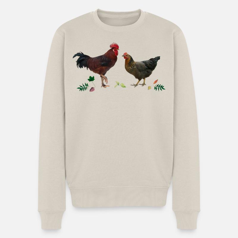 Hahn und Huhn - Männer Premium Bio Pullover - Beige