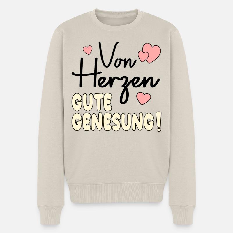 Genesungswünsche HERZ - Männer Premium Bio Pullover - Beige