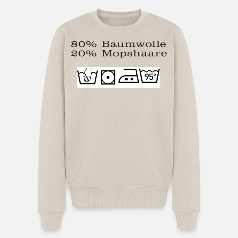 Minimalist Laundry Instruction Illustration - Männer Premium Bio Pullover - Beige
