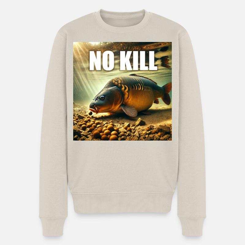 Carpe cuire qui déguste ses bouillettes - Pull Premium bio Homme - beige