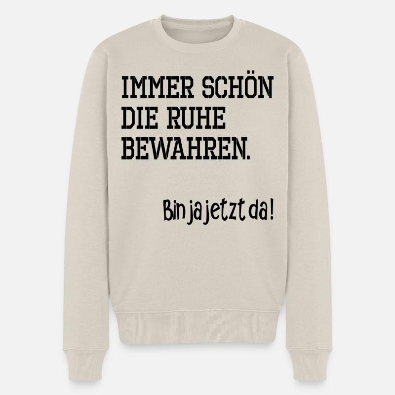 IRONIE RUHE BEWAHREN - Männer Premium Bio Pullover - Beige