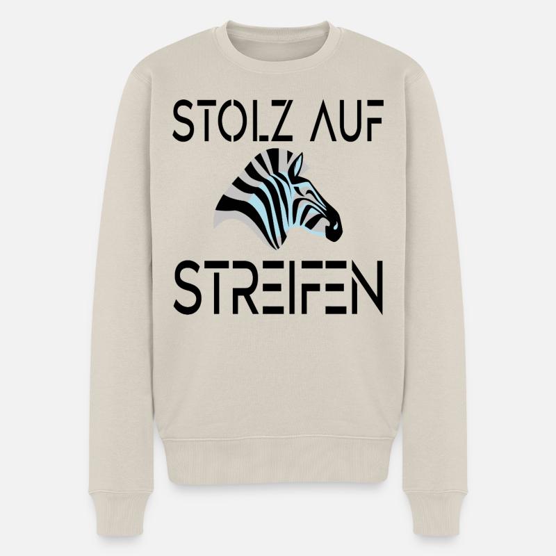 ZEBRA - STOLZ AUF STREIFEN - Männer Premium Bio Pullover - Beige