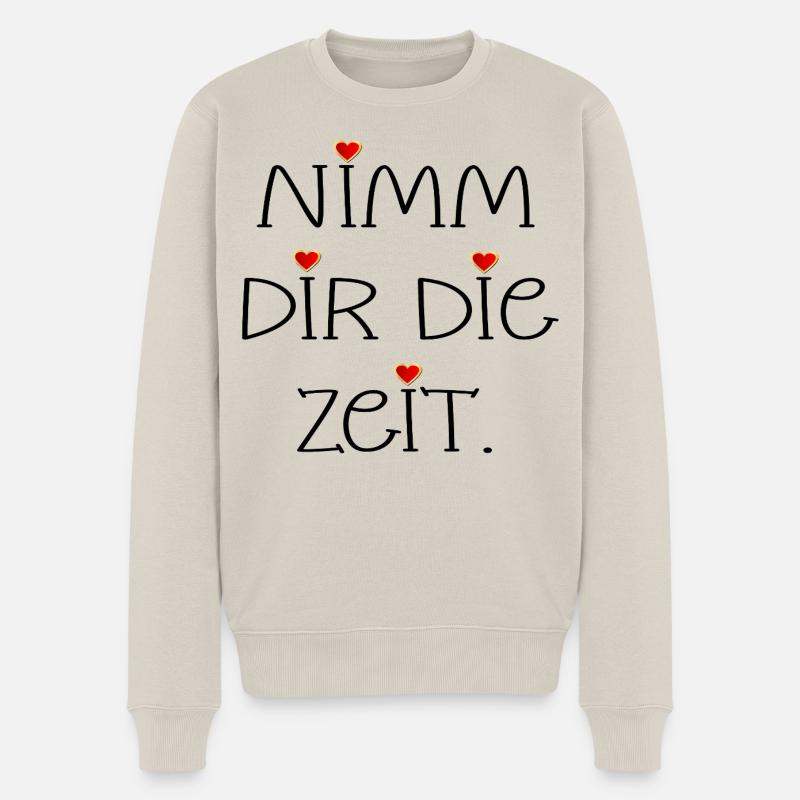 NIMM DIR DIE ZEIT - HERZ - Männer Premium Bio Pullover - Beige