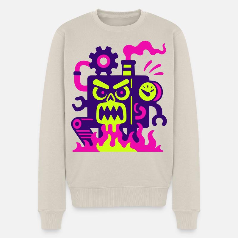 Monster Machine en feu - Pull Premium bio Homme - beige