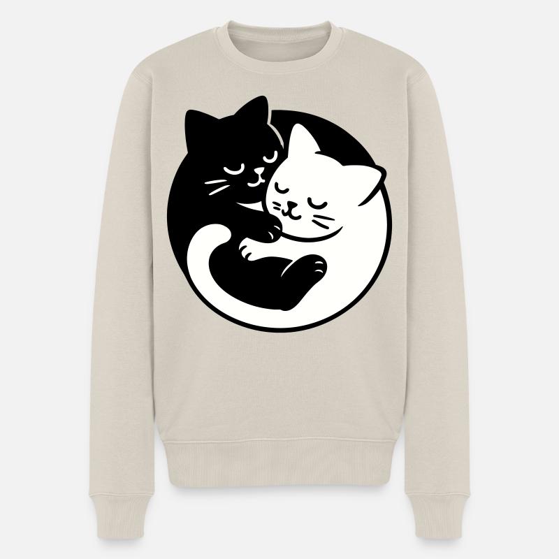 Chats Yin-Yang - Pull Premium bio Homme - beige