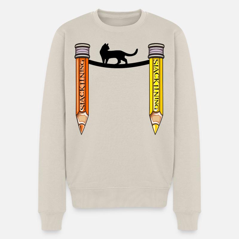 SLACKLINE D’ÉQUILIBRE CHAT - Pull Premium bio Homme - beige