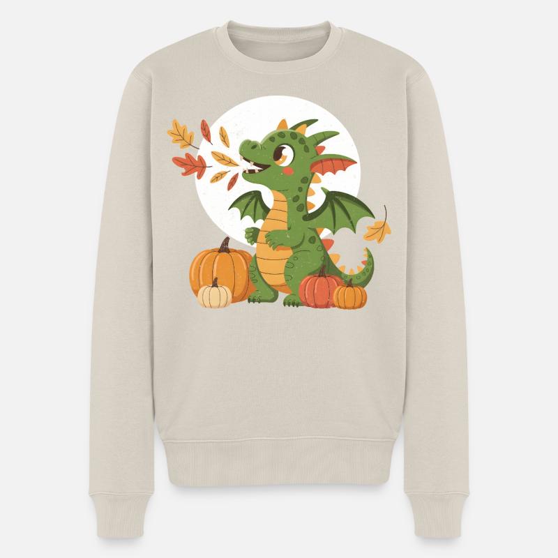 Kleiner Drachen Herbstszene - Männer Premium Bio Pullover - Beige