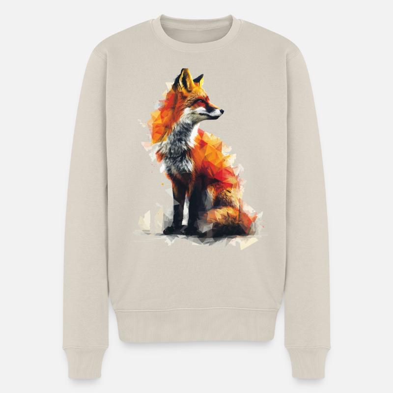 Geometrischer Fuchs Aquarell - Männer Premium Bio Pullover - Beige