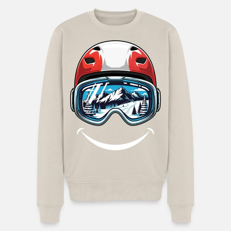 Casque de ski Rouge Blanc Autriche - Pull Premium bio Homme - beige