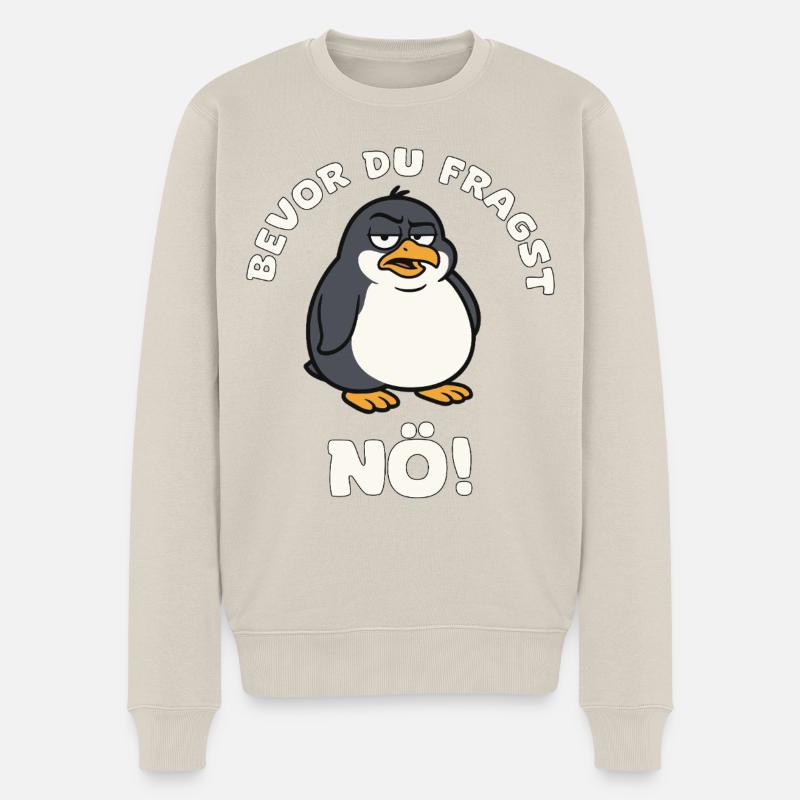 Bevor du fragst NÖ Pinguin - Männer Premium Bio Pullover - Beige