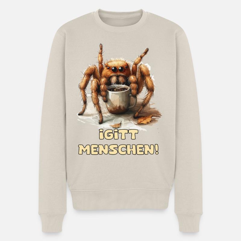 Kaffee Spinnenwitz - Männer Premium Bio Pullover - Beige