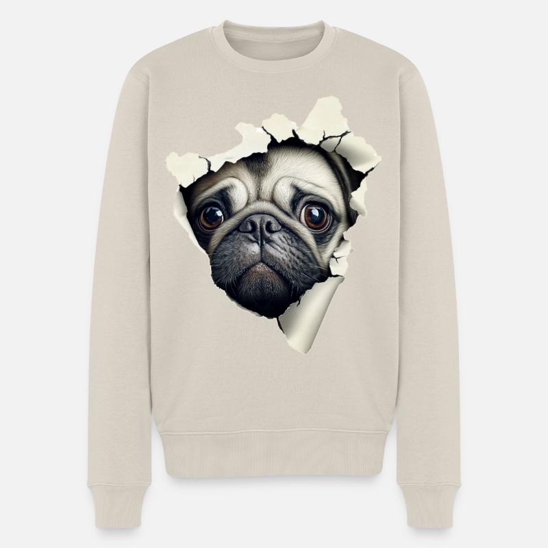 Mops - Männer Premium Bio Pullover - Beige