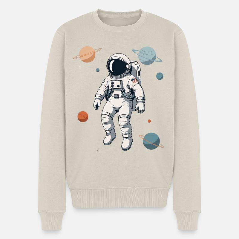 Astronaut im Planetenlabyrinth - Männer Premium Bio Pullover - Beige