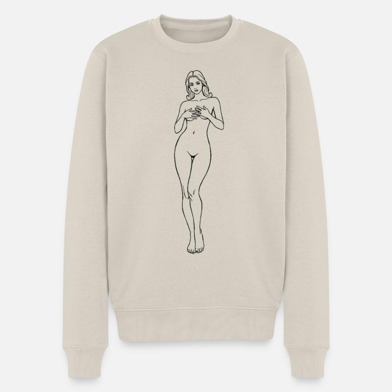 Dessin élégant de nus silhouette féminine - Pull Premium bio Homme - beige