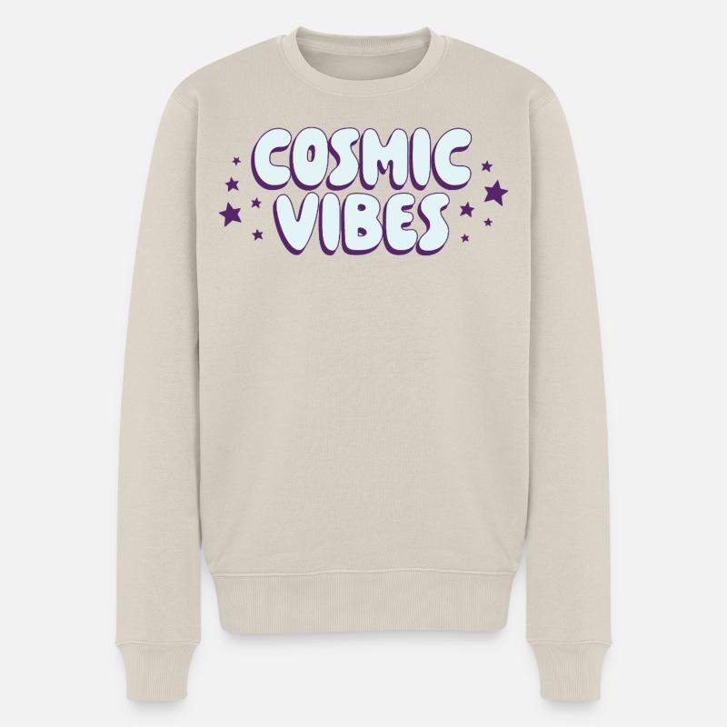 Lettrage Cosmic Vibes - Pull Premium bio Homme - beige