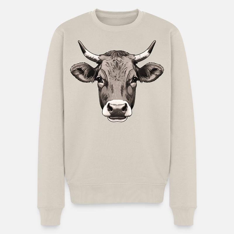 Kuh - Männer Premium Bio Pullover - Beige