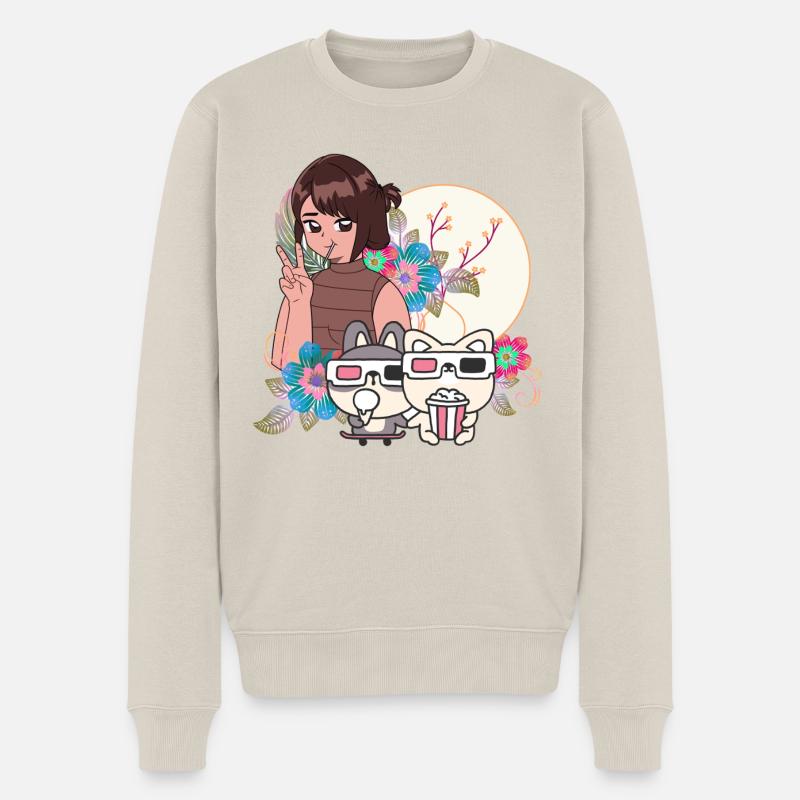 Filmabend & Inklusive Freunde Kunst - Männer Premium Bio Pullover - Beige