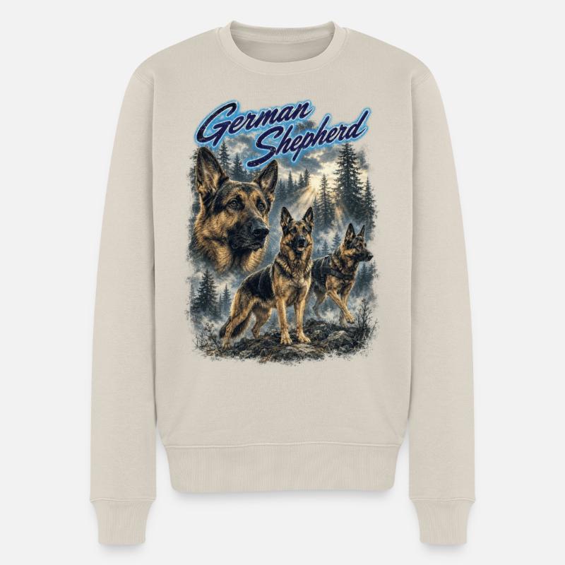 Deutscher Schäferhund Retro - Männer Premium Bio Pullover - Beige