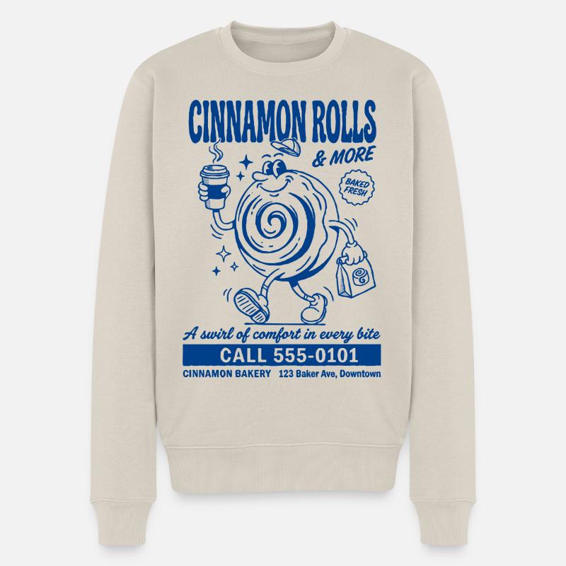 Retro Cinnamon Roll Bakery - Männer Premium Bio Pullover - Beige