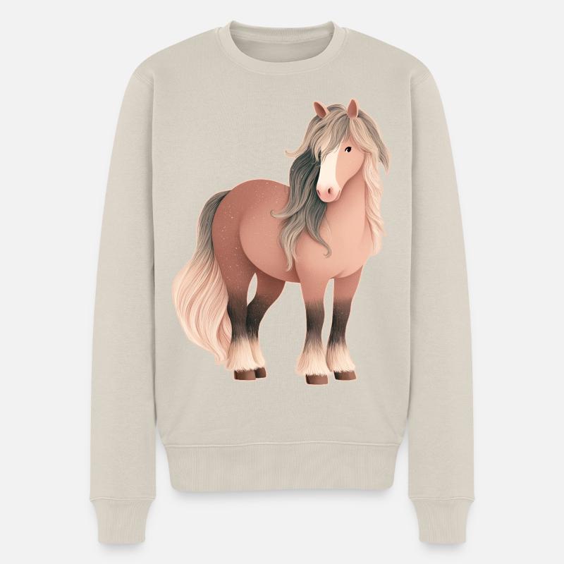 Pferd - Männer Premium Bio Pullover - Beige