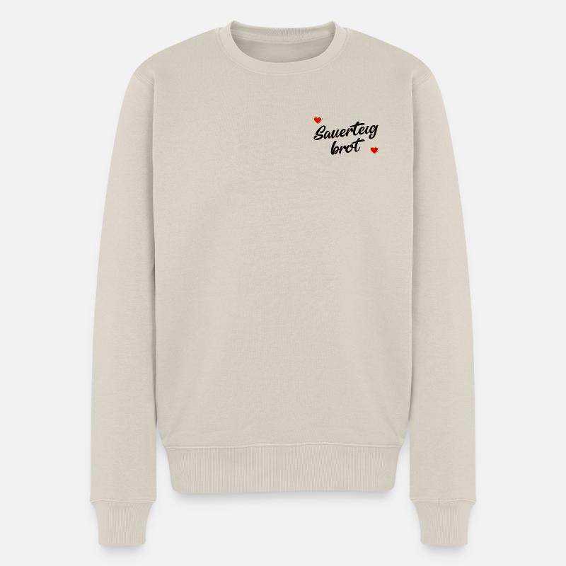 SAUERTEIGBROT HERZ - Männer Premium Bio Pullover - Beige