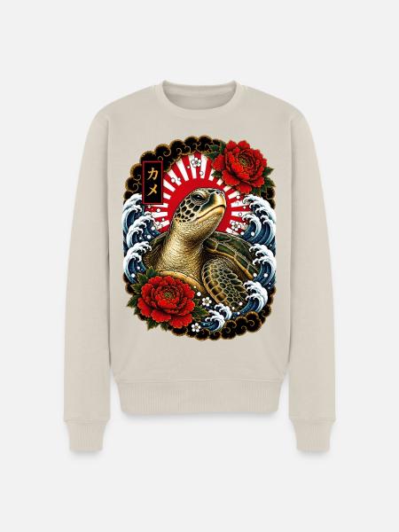 Schildkröte im japanischen Irezumi Stil - Männer Premium Bio Pullover - Beige