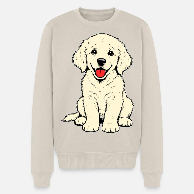 Golden_Retriever_Welpen_sitzend_beige - Männer Premium Bio Pullover - Beige