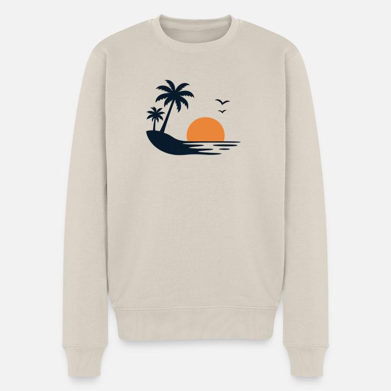 Île tropicale du couchant de soleil - Pull Premium bio Homme - beige