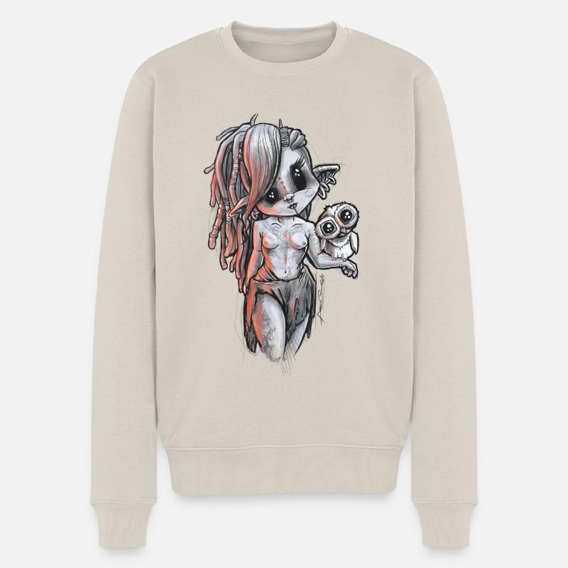 Nordisches wildes Mädchen - Männer Premium Bio Pullover - Beige