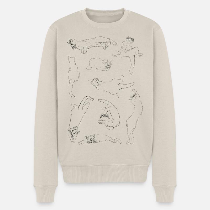 Anatomie der Katze - Männer Premium Bio Pullover - Beige