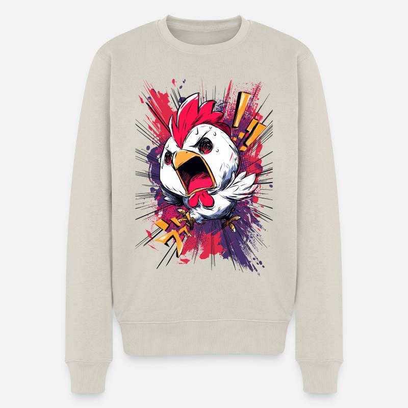 Explosion de poulet Outcry - Pull Premium bio Homme - beige