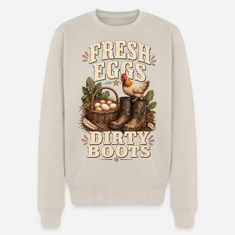 FRESH EGGS DIRTY BOOTS - Männer Premium Bio Pullover - Beige
