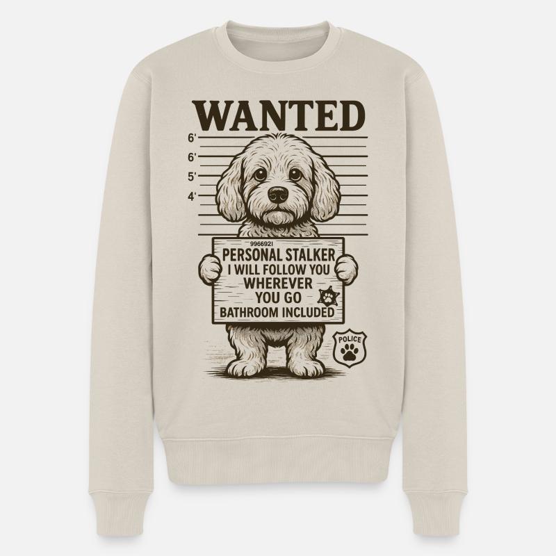 Personal Stalker Drôle Chien Recherché - Pull Premium bio Homme - beige
