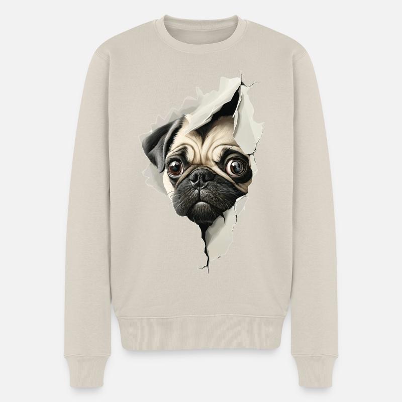 Mops - Männer Premium Bio Pullover - Beige