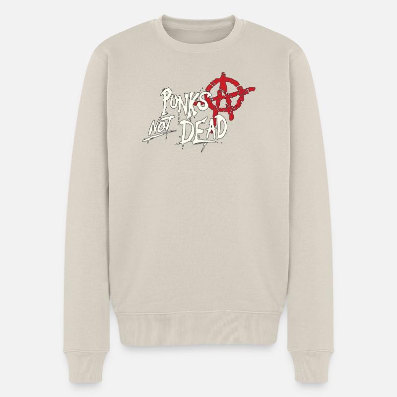 Punks Not Dead Anarcho Punk Logo - Männer Premium Bio Pullover - Beige