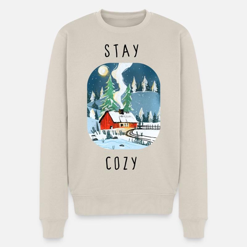 stay_cozy - Männer Premium Bio Pullover - Beige