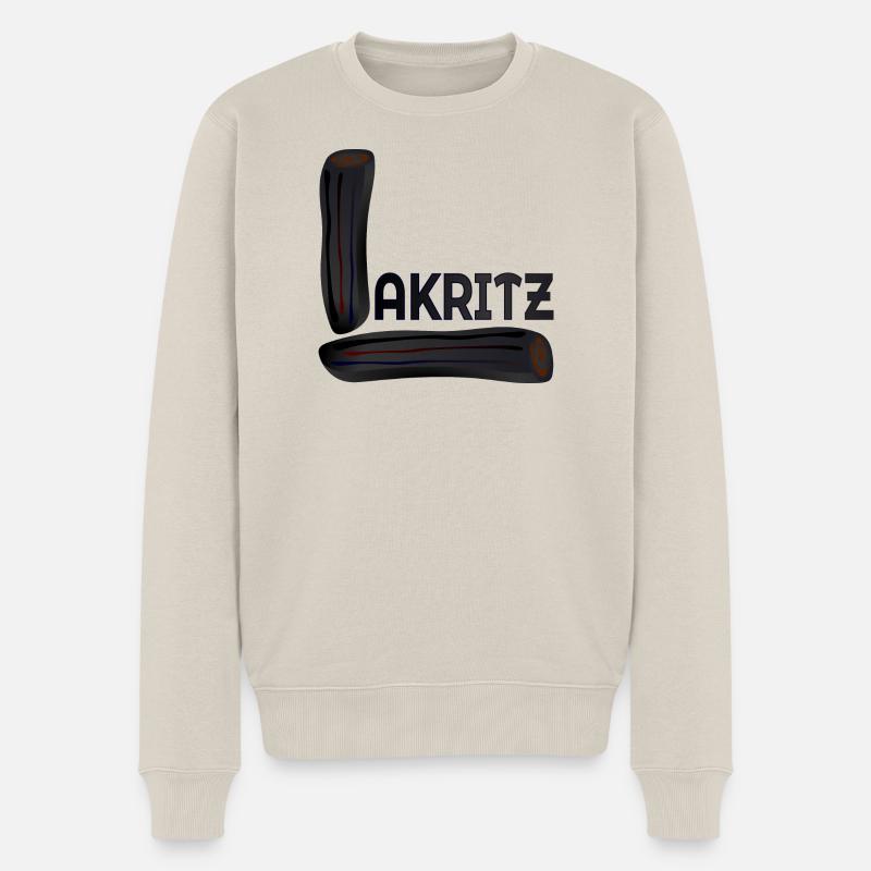 Lakritz Süßigkeiten - Männer Premium Bio Pullover - Beige