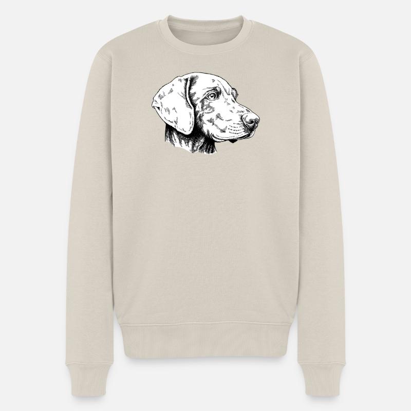 Weimaraner Portrait - Männer Premium Bio Pullover - Beige
