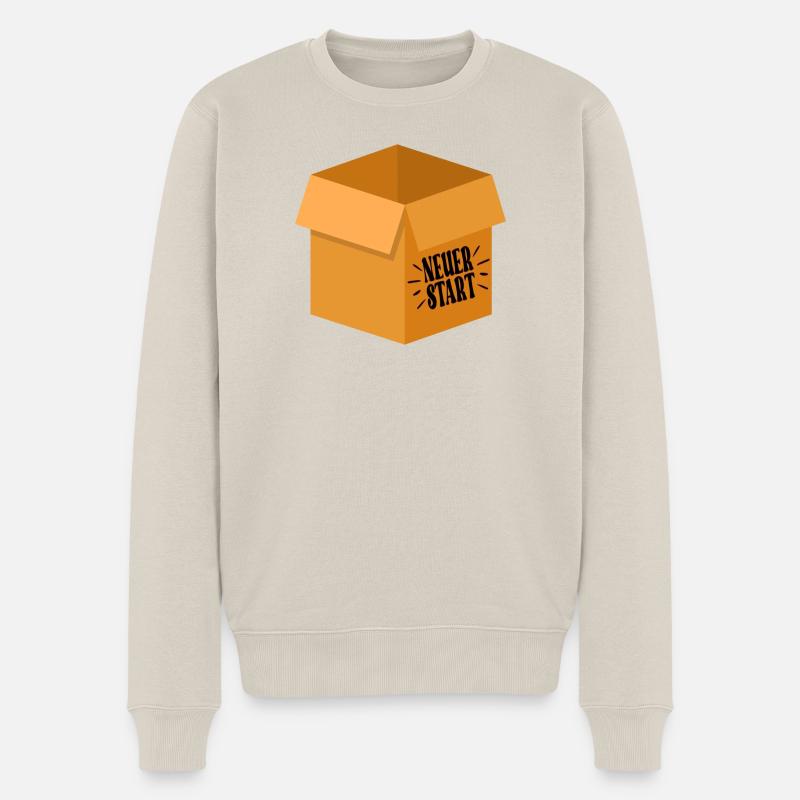 NEUER START - ABSCHIEDSGESCHENKE KARTON - Männer Premium Bio Pullover - Beige