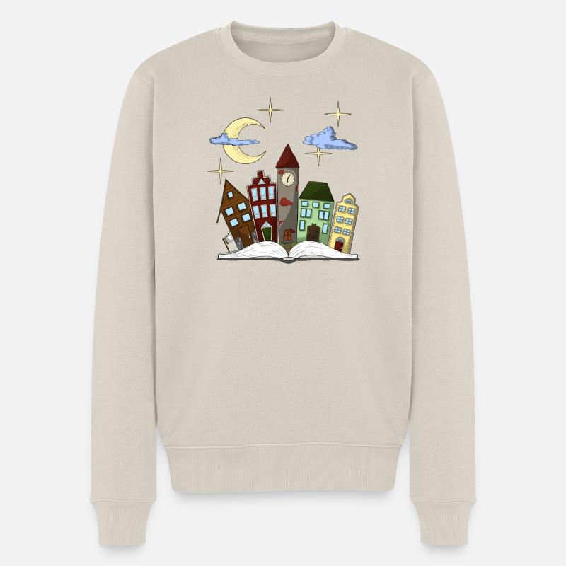 Märchenhafte Stadt der Nächte - Männer Premium Bio Pullover - Beige