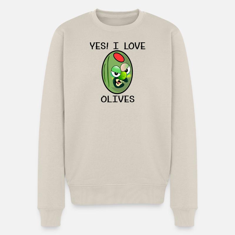 DESSIN ANIMÉ J’AIME LES OLIVES - Pull Premium bio Homme - beige