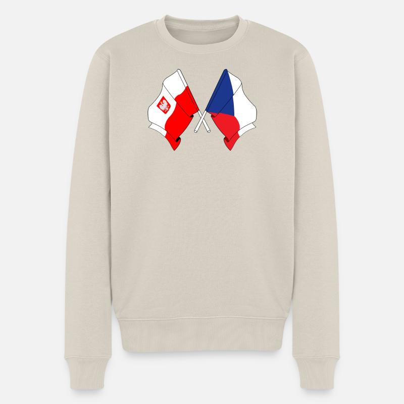 Flagge Polen, Tschechische Republik - Männer Premium Bio Pullover - Beige