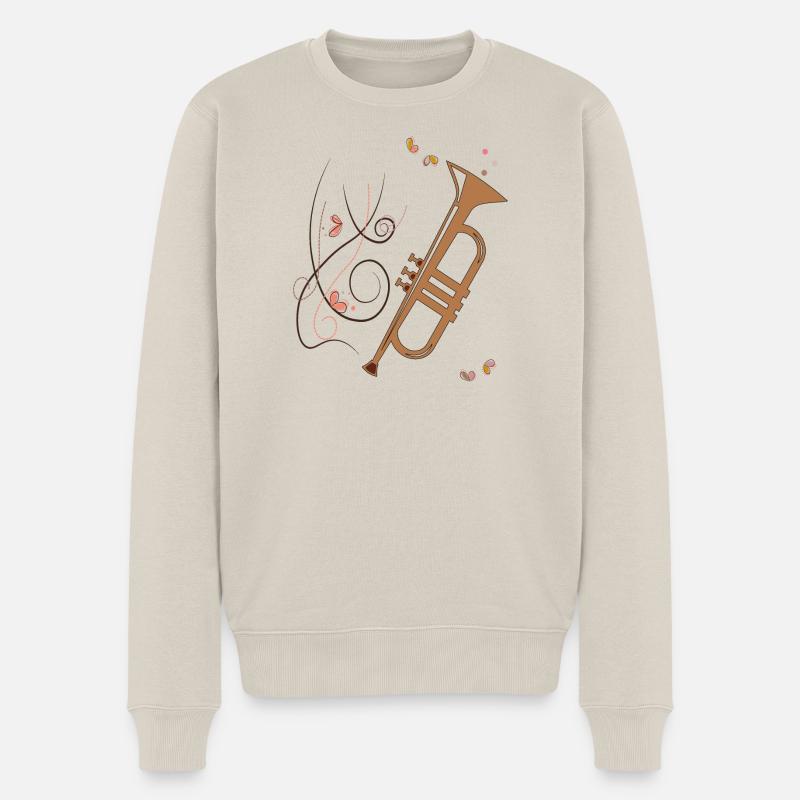 Trompete Musikinstrument - Männer Premium Bio Pullover - Beige