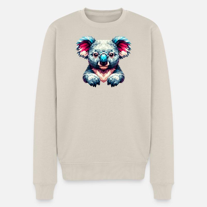 Polygonaler Koala - Männer Premium Bio Pullover - Beige