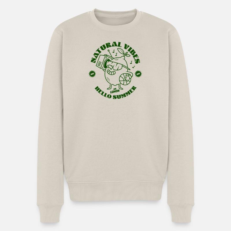 Zitronengrün - Männer Premium Bio Pullover - Beige