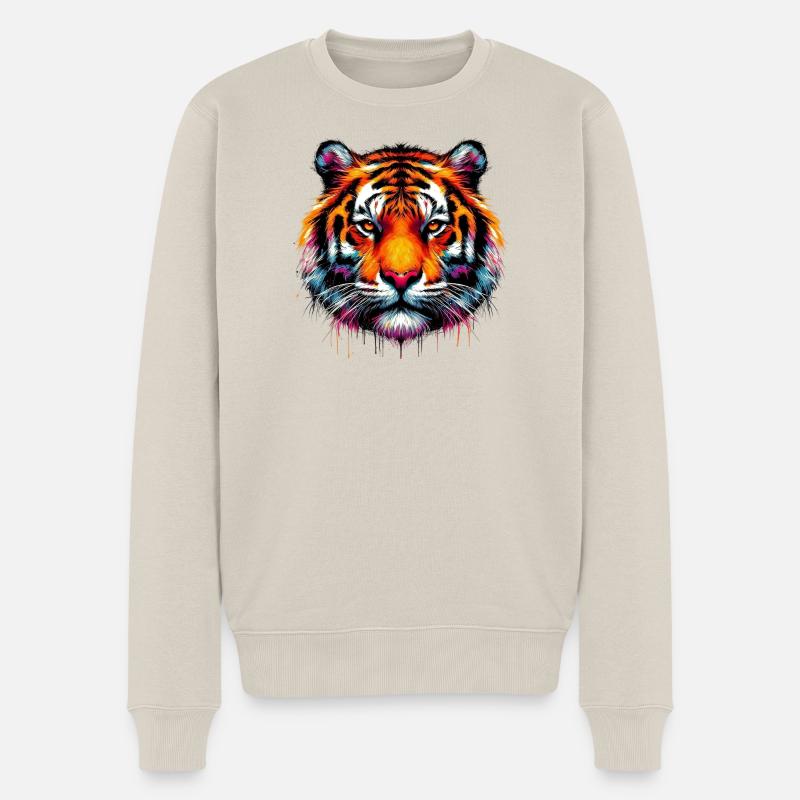 Tiger - Männer Premium Bio Pullover - Beige